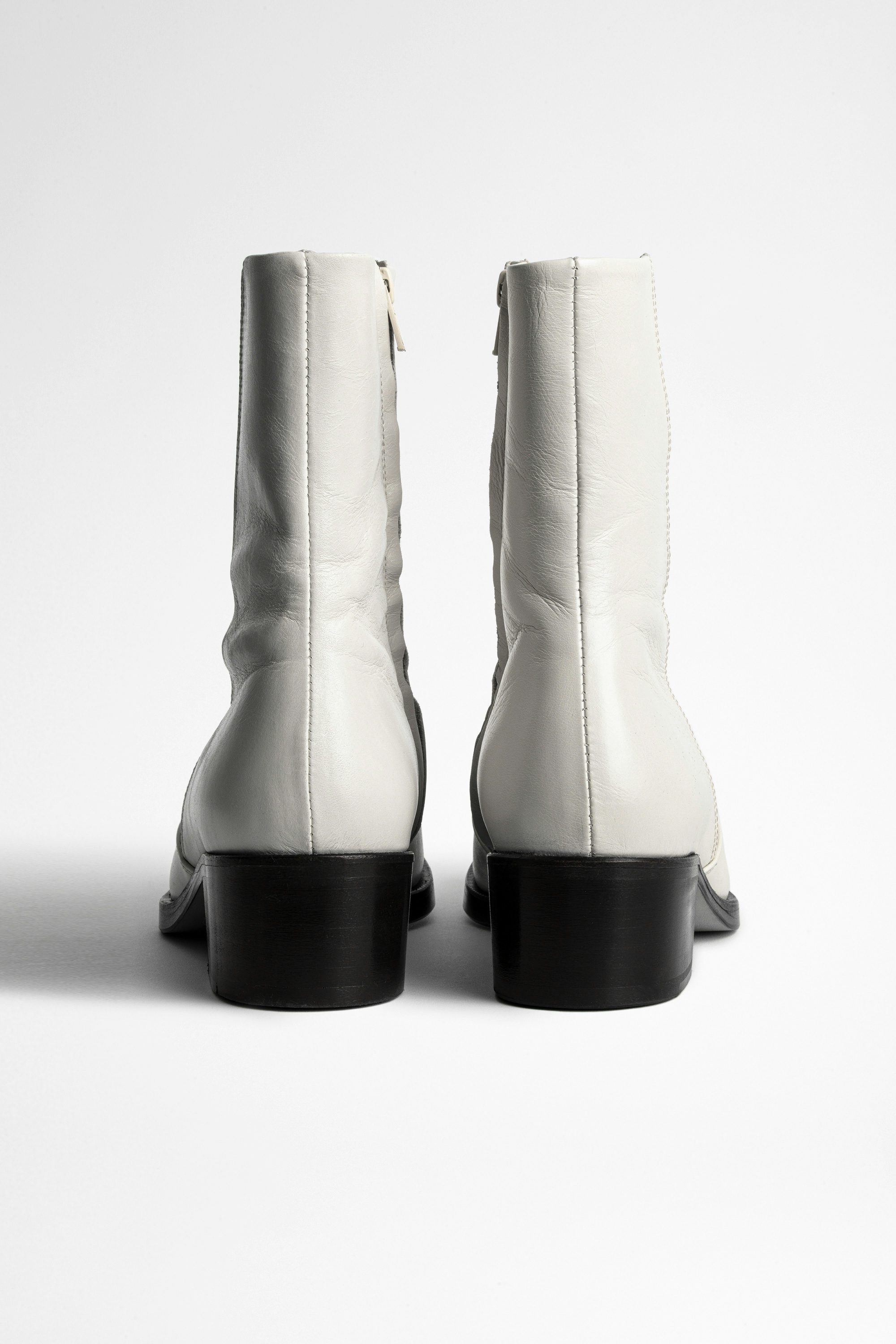 Bottines Preiser - Bottines blanches en cuir femme style vintage